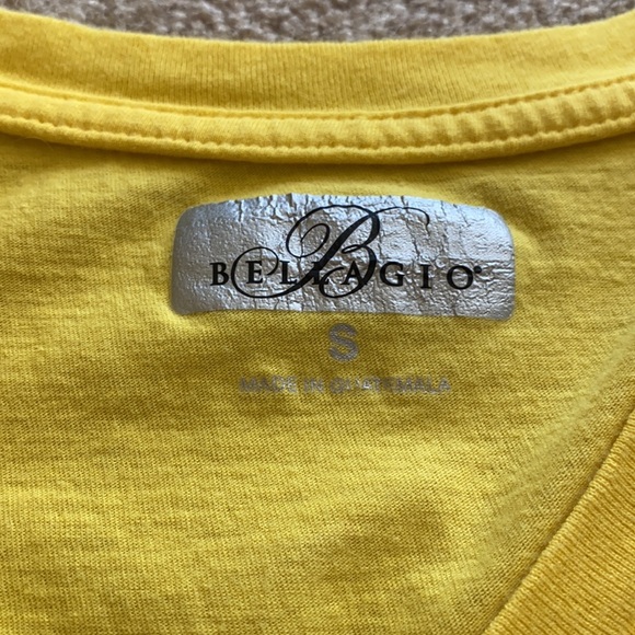 Bellagio Las Vegas yellow fitted babydoll tee t-shirt small soft - Picture 3 of 4